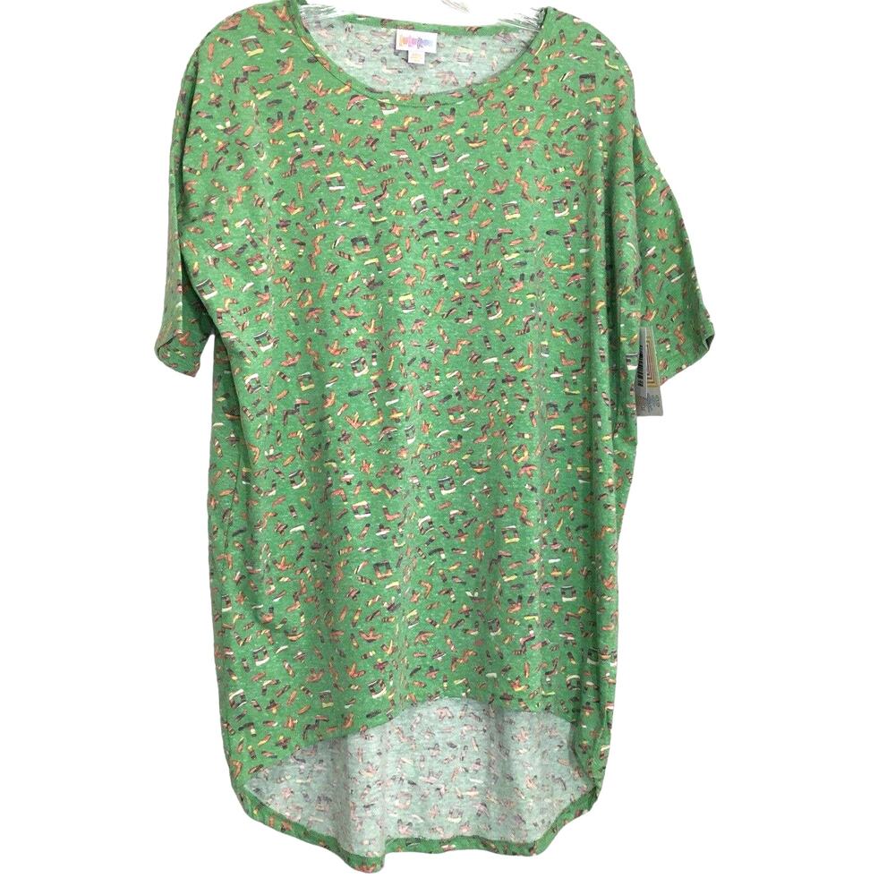 NWT LuLaRoe Irma Oversized Flowy T-Shirt Top Letters And Numbers Print Size XXS